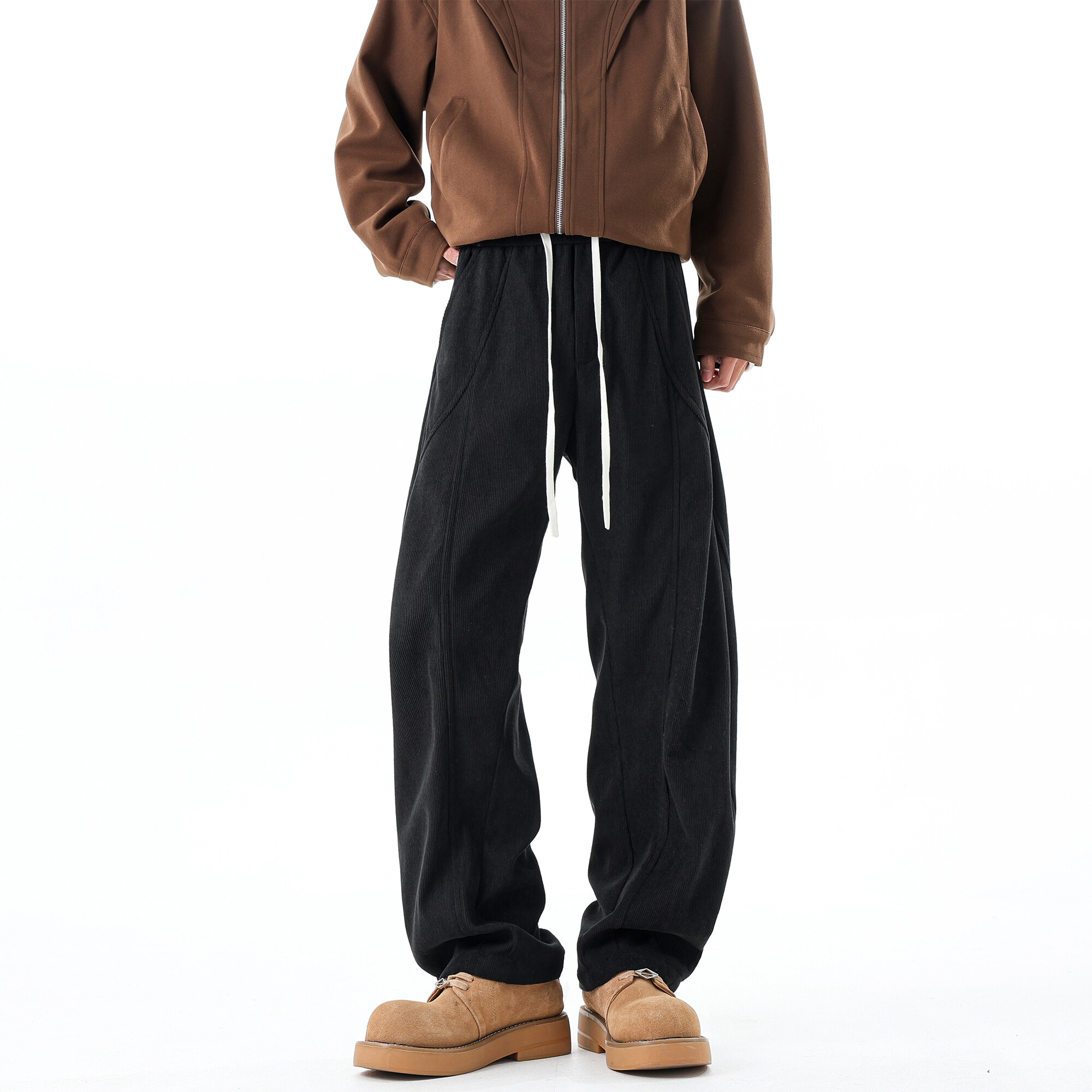 高街爆款K3180P40控69春季新款美式潮流休闲弯刀裤男百搭灯芯绒裤