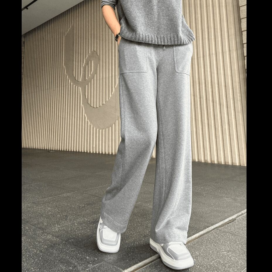 AMASS/阿玛施显瘦新款运动百搭松紧腰垂感细闪直筒休闲裤/5100386