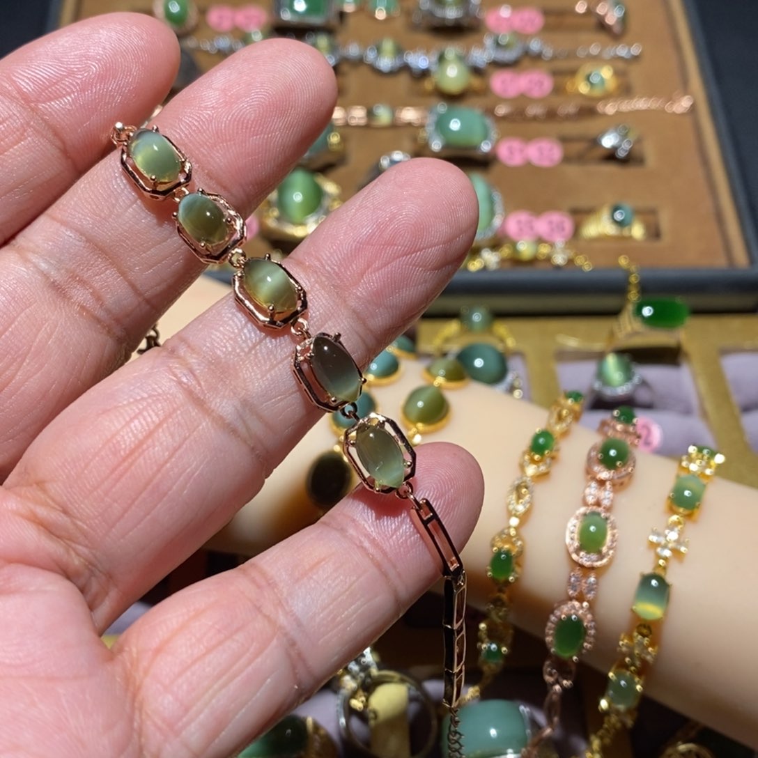 和田玉（碧玉）手链银S925镶嵌钢*侠