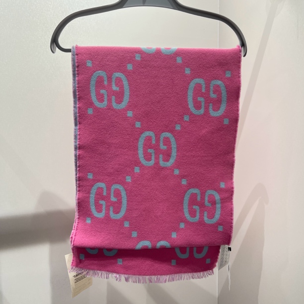 99新 GUCCI/古驰 xse58 GG提花装饰绒线围巾 羊毛 均码