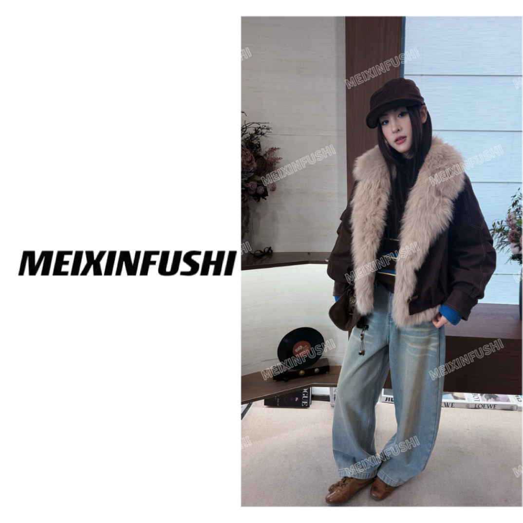 【Mei Xin】狐狸毛领白鹅绒派克服羽绒外套/5329/D