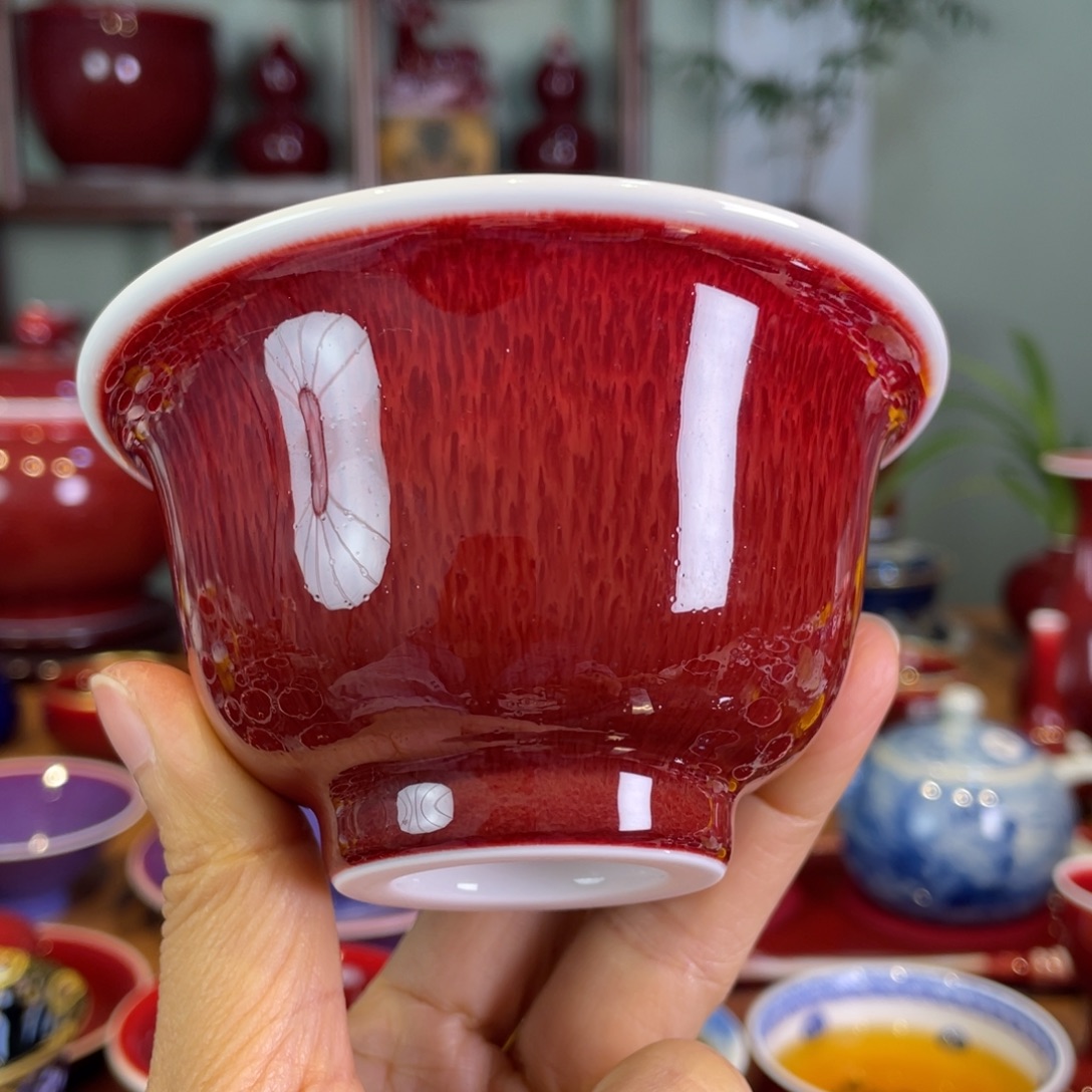 清欢雅玩原矿郎红压手杯