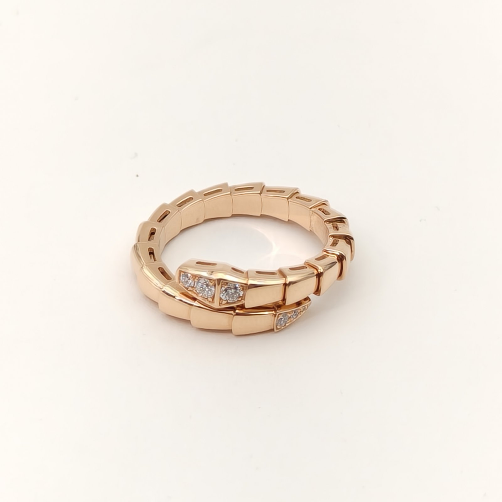 99新 BVLGARI/宝格丽 小花6枫宝格丽 蛇戒 头尾钻 玫瑰金 57 