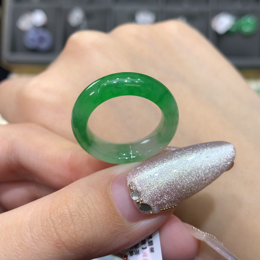 翡翠戒指未镶嵌14-15芙蓉