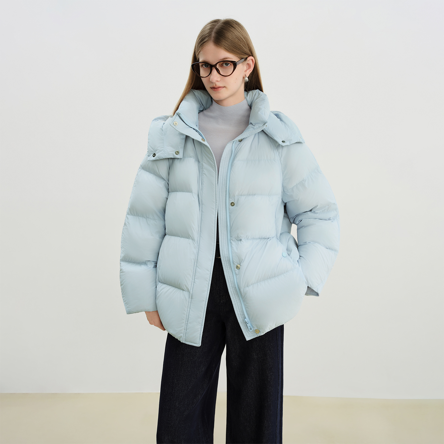 自巧巧绒lightwarm 小个子可拆卸连帽羽绒服加厚面包服25ZQ94079