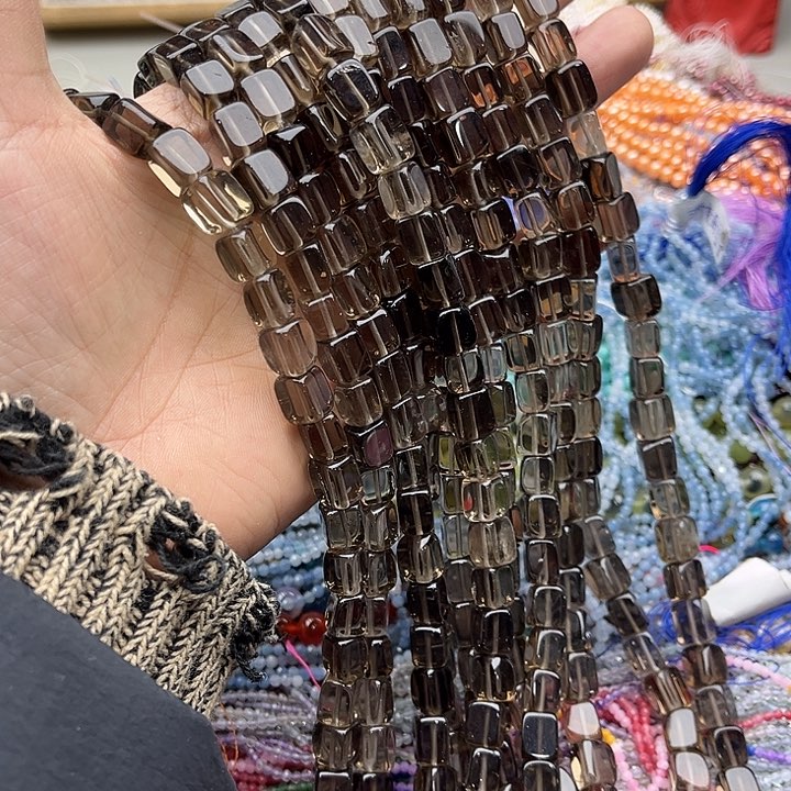 玛瑙/玉髓珠宝半成品未镶嵌一条7.5mm茶晶