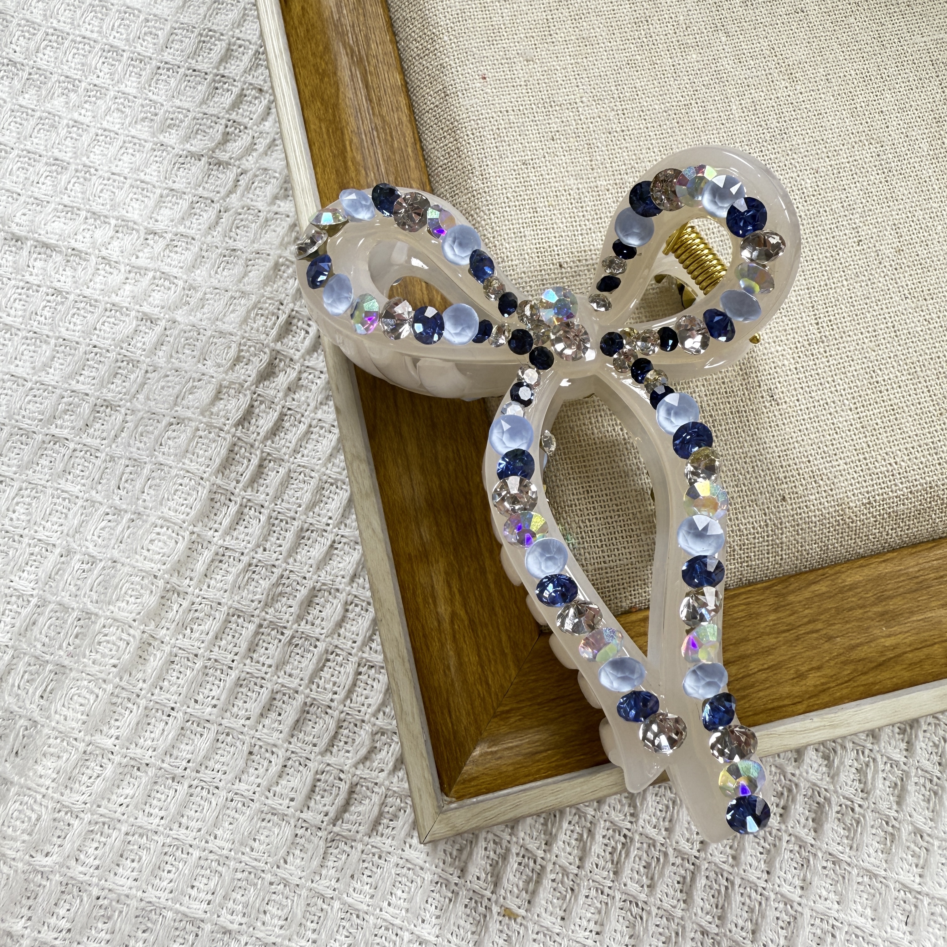 泡菜国轻奢捷克钻超闪 甜美果冻蝴蝶结抓夹高级感 