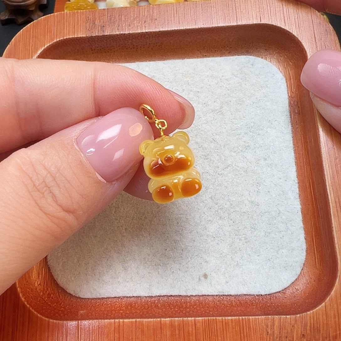 琥珀银S925镀金镶嵌珠宝奇石