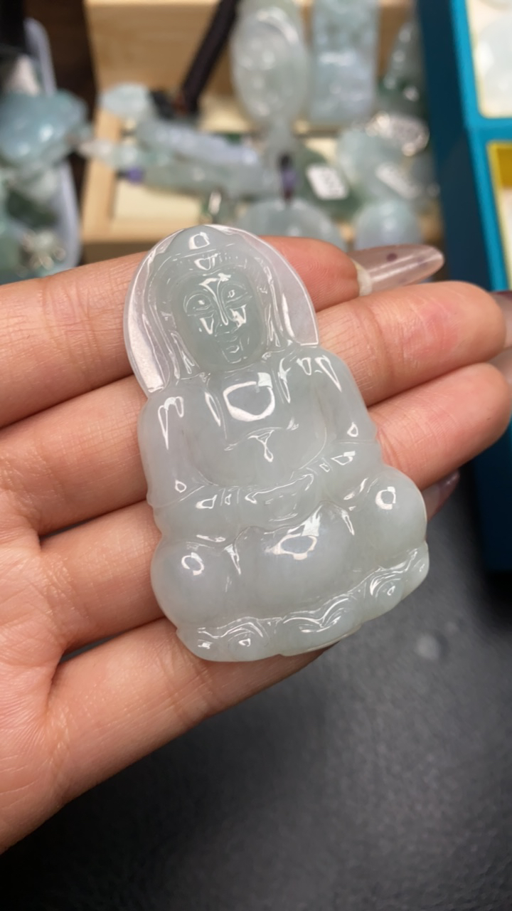 天然翡翠玉观音吊坠