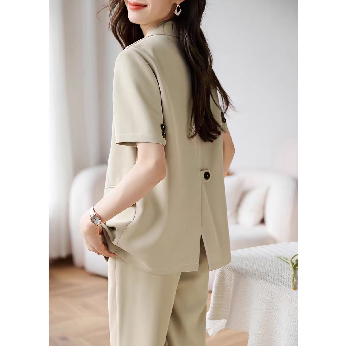 门店89&9！椿芽套装」通勤休闲/清爽夏日短袖西装裤两件套L41583