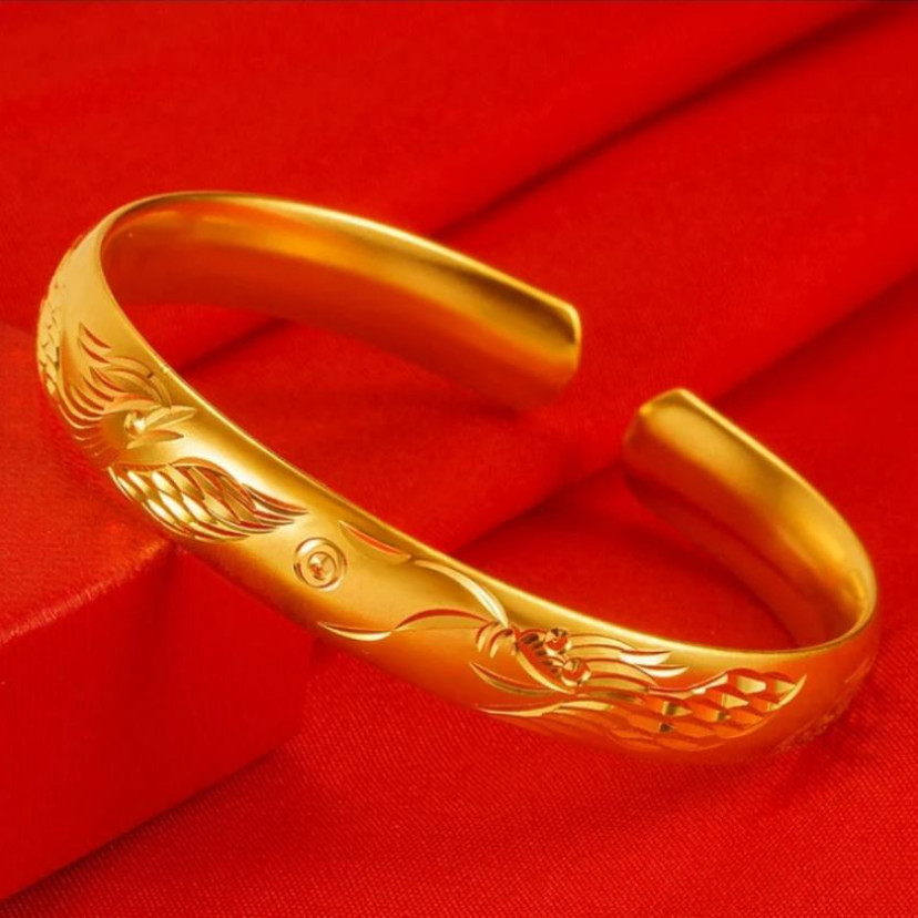 【孟加拉赤金】新款【龙凤手镯】女款实心经典百搭简约气质