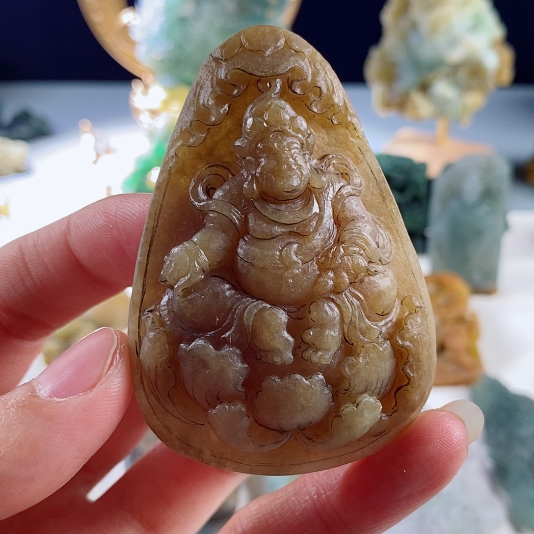定制翡翠未镶嵌天然a货翡翠黄财神