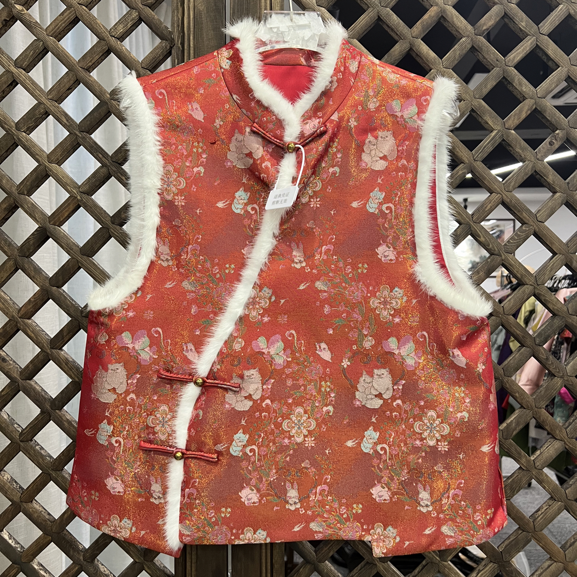 小花家新年春天的小猫咪夹棉毛毛马甲