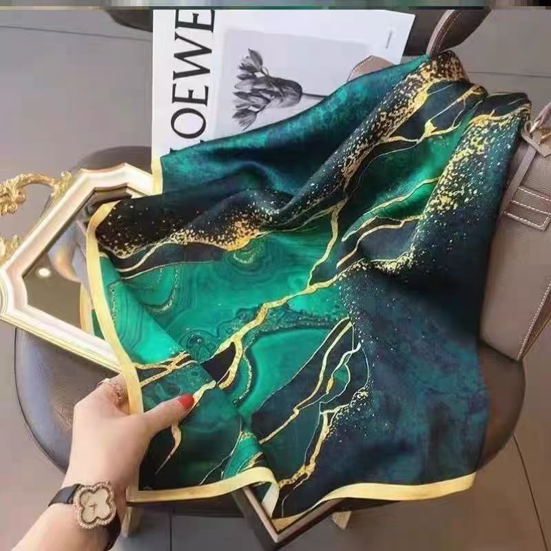 A087【翠赢金纹】70*70防晒百搭布料