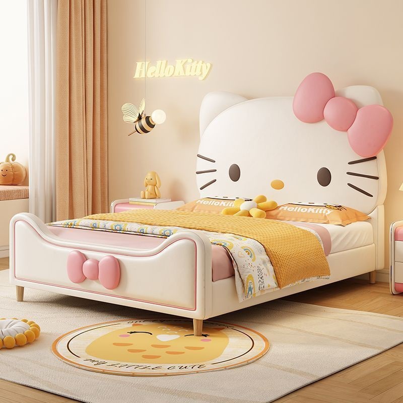 可爱kitty床女孩儿童床单人床现代简约卧室储物床家用童房公主床