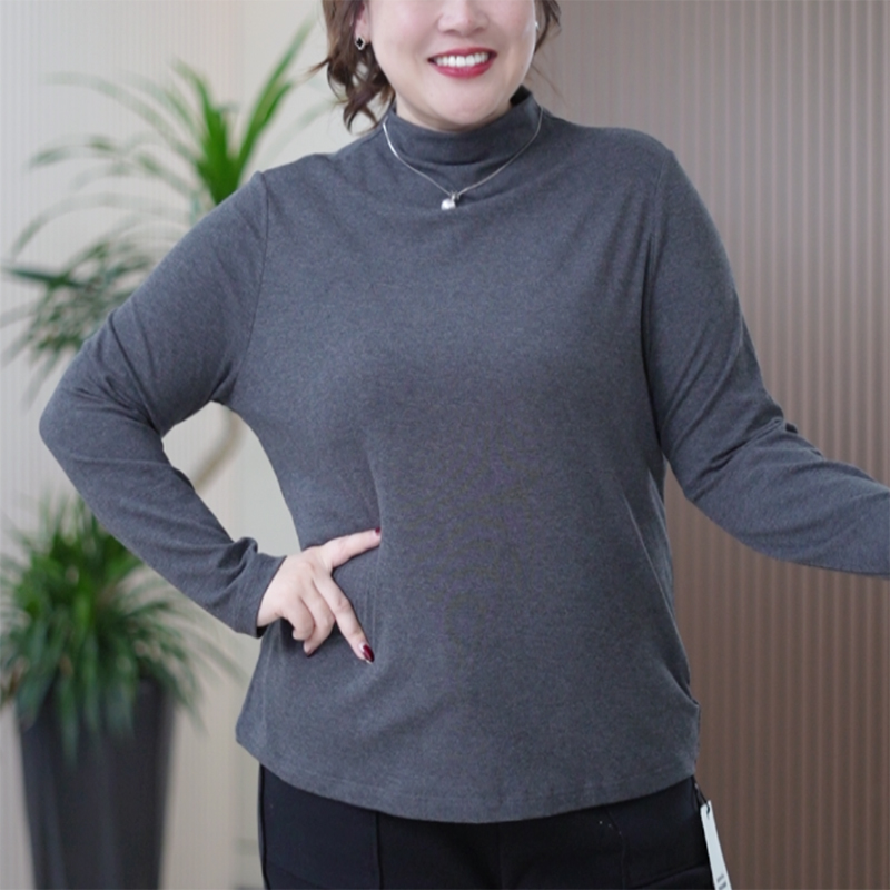 无压氧气棉长袖打底T恤半高领柔软宽松大码显瘦弹力百搭上衣女潮