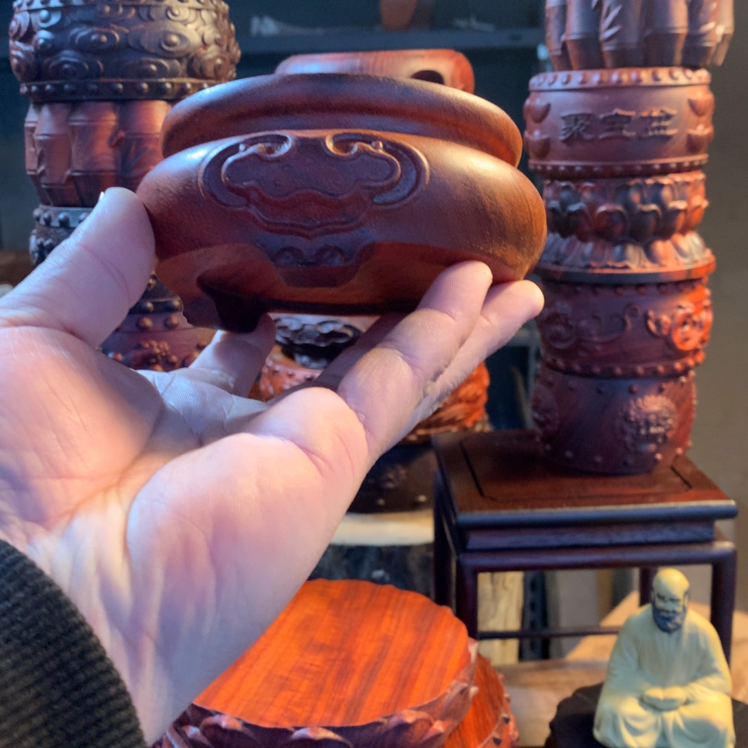 木邵氏紫檀10厘米如意三足