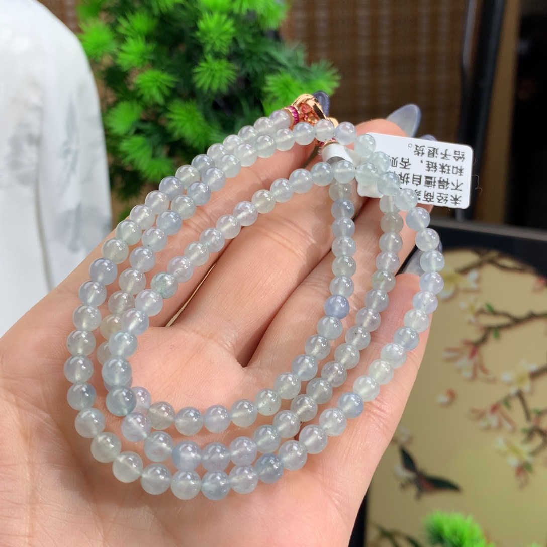 翡翠手链未镶嵌冰种马卡龙项链卡5m m