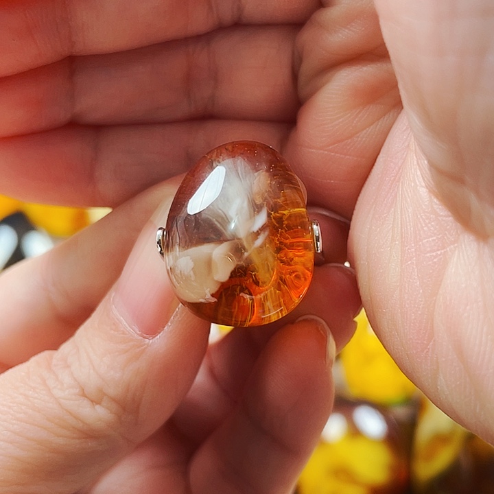 琥珀戒指银S925镶嵌.****、戒指