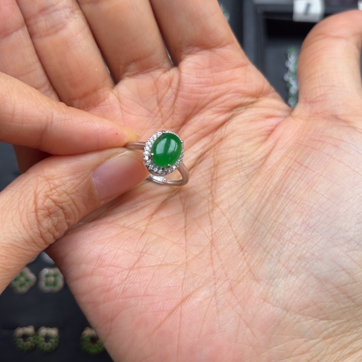 r****翡翠银S925镶嵌耳饰