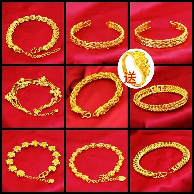 铜合金手链 新款时尚可调节饰品手链女款 心形四叶草百搭古法首饰