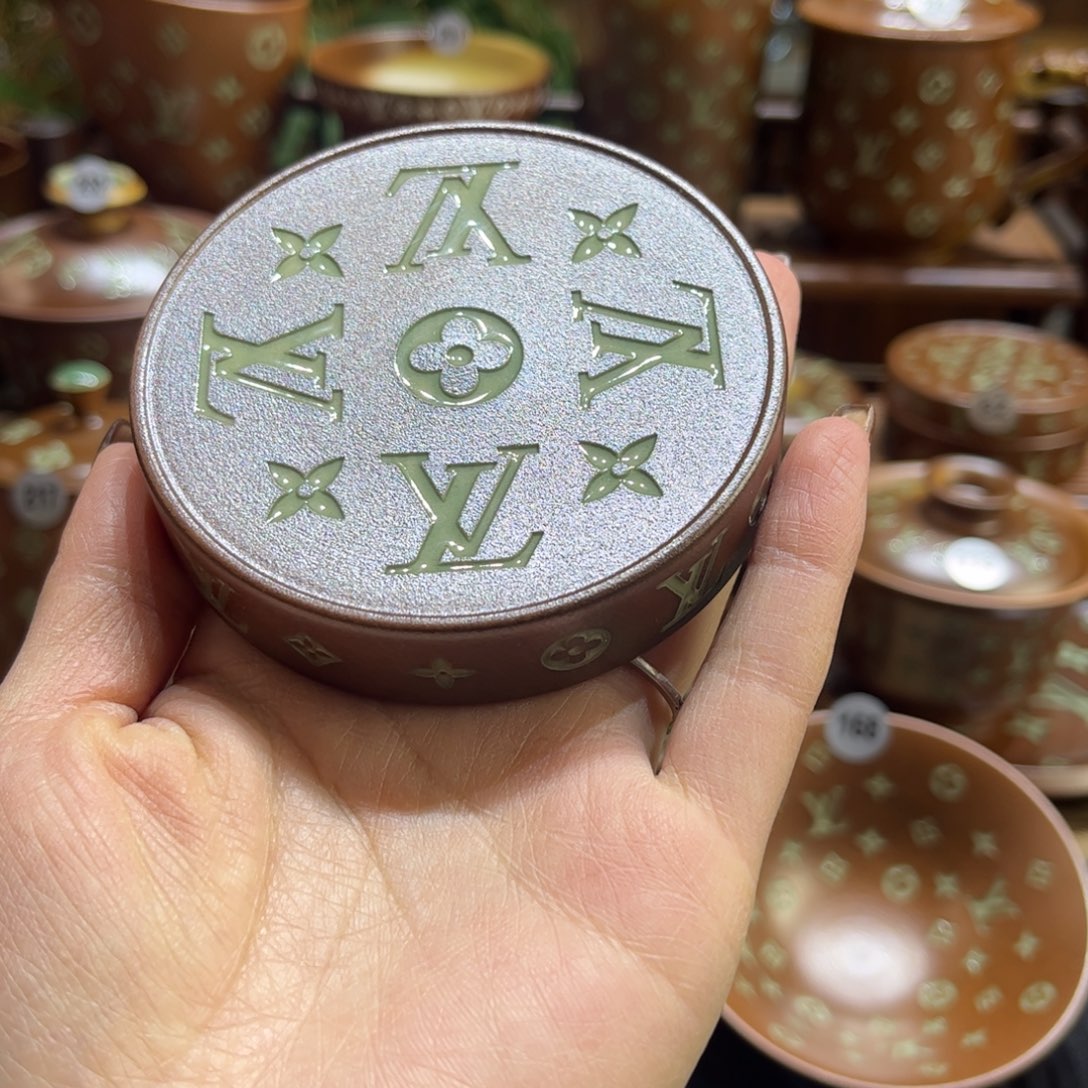巷***馆草木灰老花杯垫 填釉
