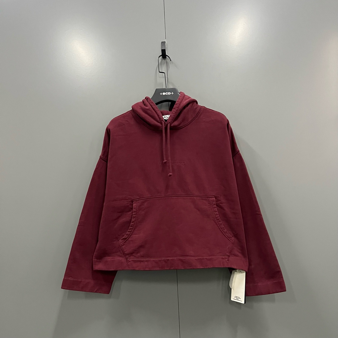 95新 Acne studio zz48 酒红色刺绣logo帽衫 L码/95新/014160