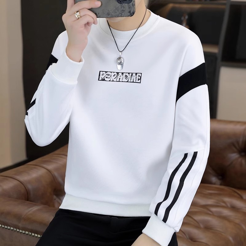 高端轻奢圆领衣服男款爆款2025新款痞帅拼接宽松套头秋季卫衣男款