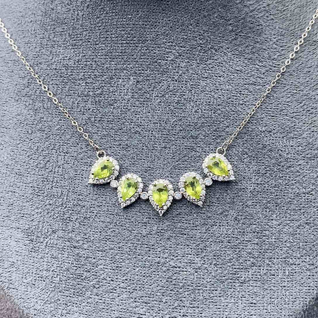 橄榄石套链银S925镶嵌需要证书备注