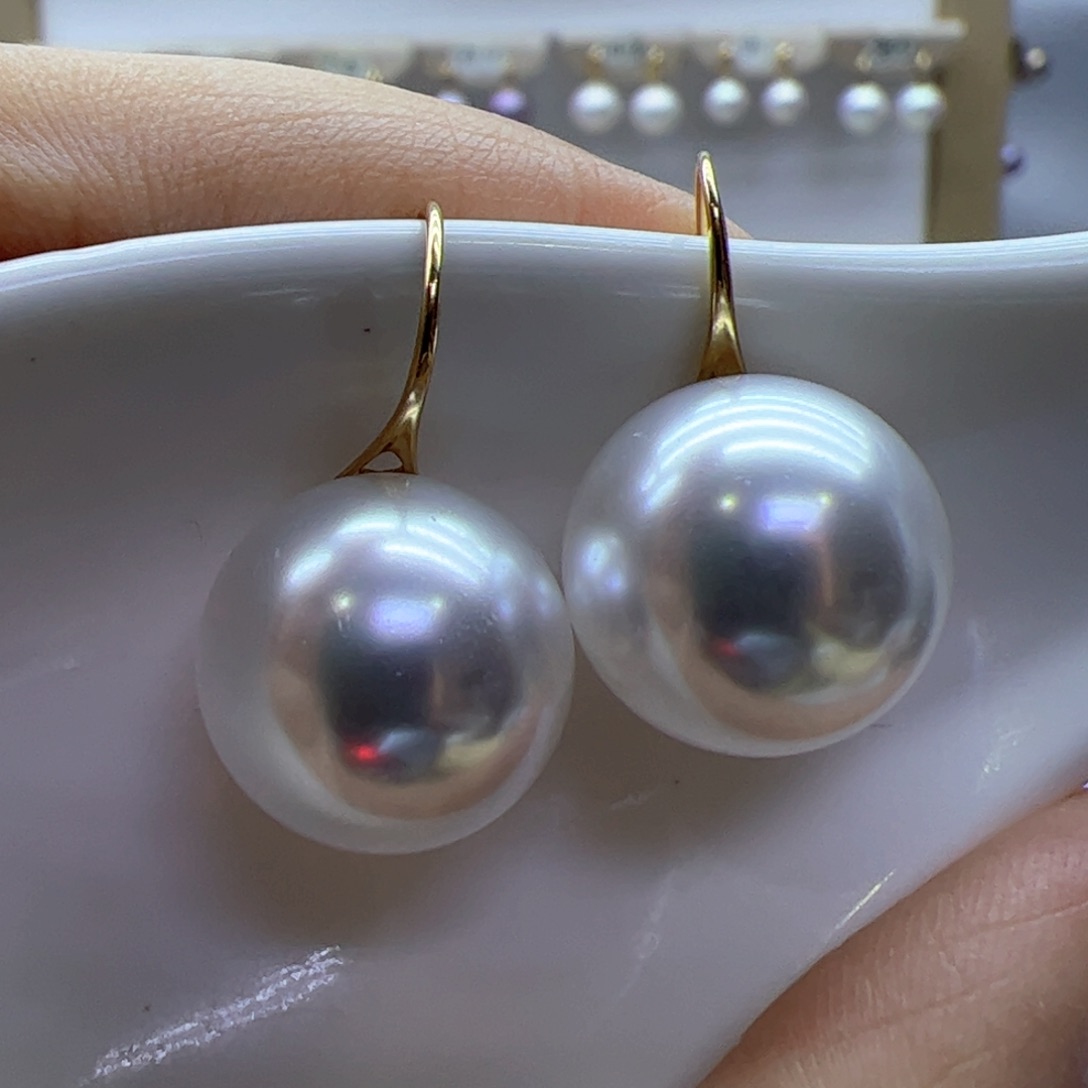 淡水珍珠耳饰18K金镶嵌