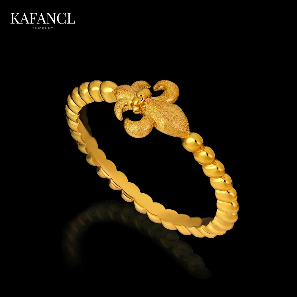 红楼 镀K金 鸢尾花滚珠拉丝戒指 ZR-D305