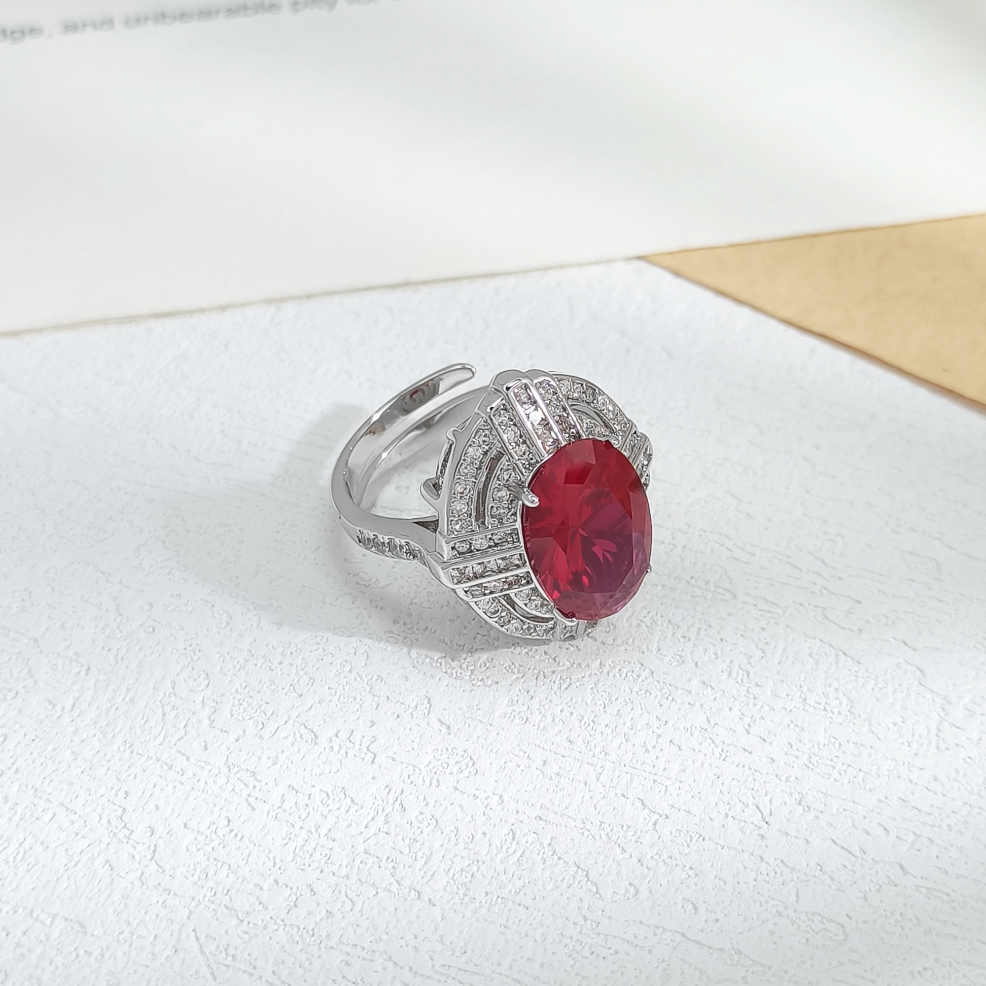 铜合金合成锆石戒指 VWHG-009581【涅槃之火】 戒指小众时尚轻奢