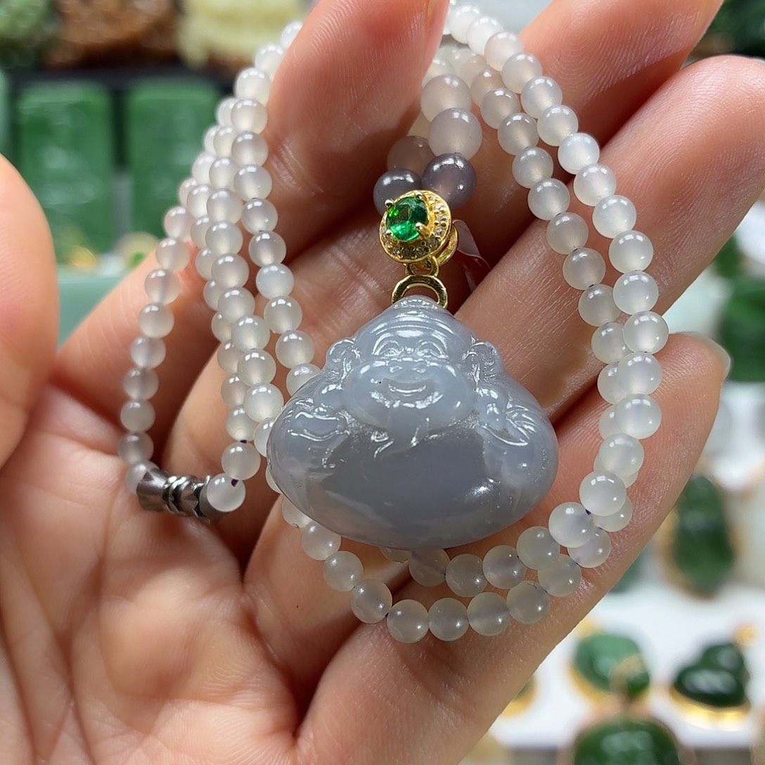 和田玉银S925镶嵌颈饰