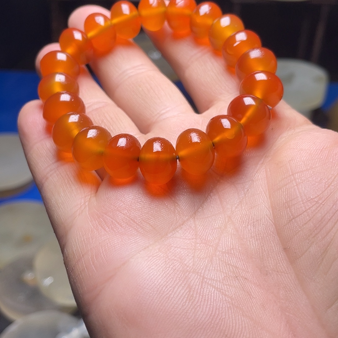 玛瑙/玉髓未镶嵌手链天然巴西红玛瑙手串