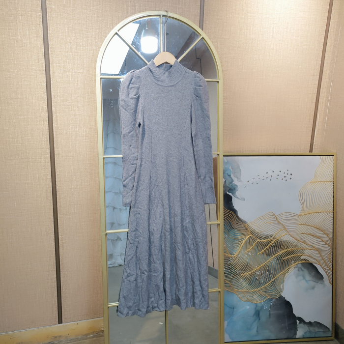 AE913孕妇灰色针织连衣裙90-120