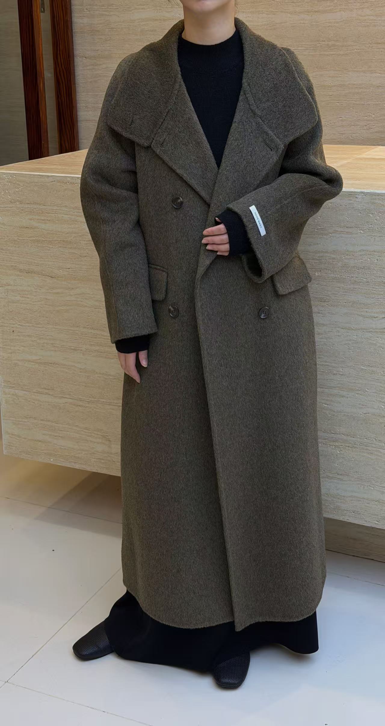 轻职风外套长袖秋冬西装领女装毛呢外套女女士长款XY0004