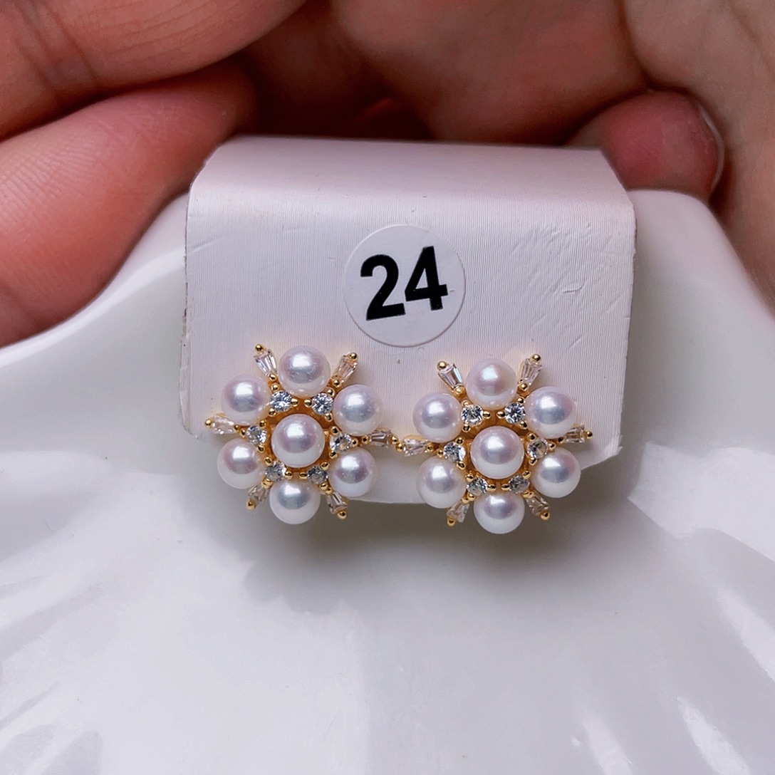 淡水珍珠耳饰银S925镶嵌