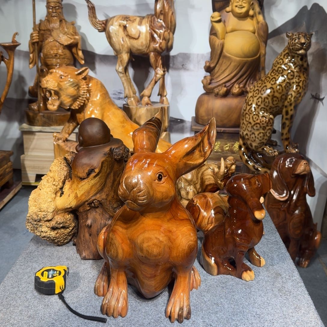 香樟木五香樟木兔子摆件