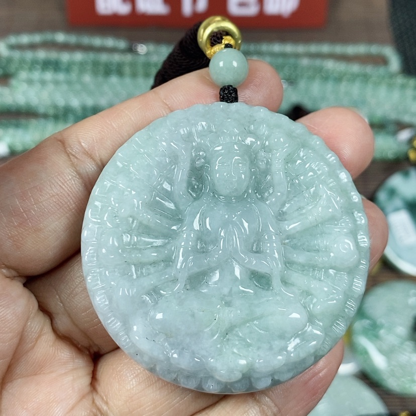 【闪购商品】翡翠颈饰未镶嵌玉吊坠翡翠玉厚装千手观音