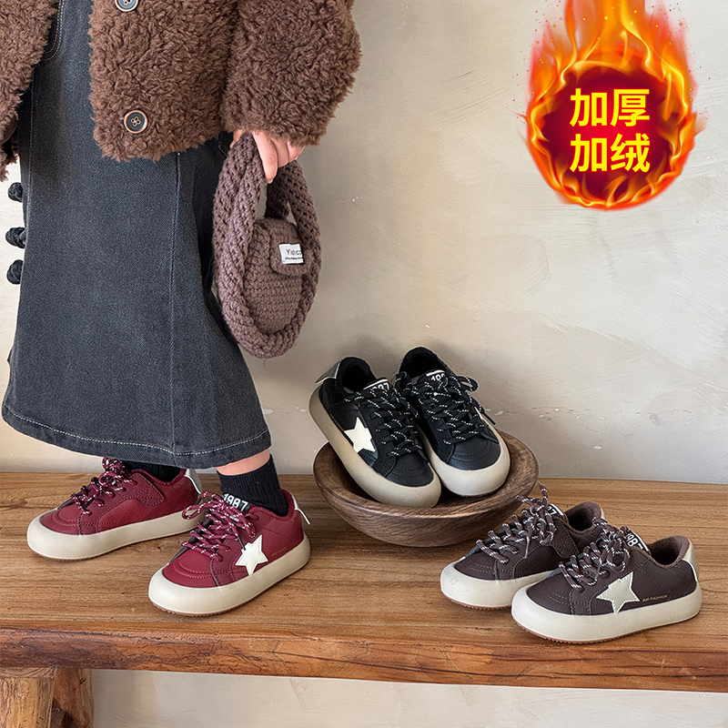 INS潮牌儿童加绒板鞋新款男童防滑休闲鞋二棉中大童女童运动鞋子 