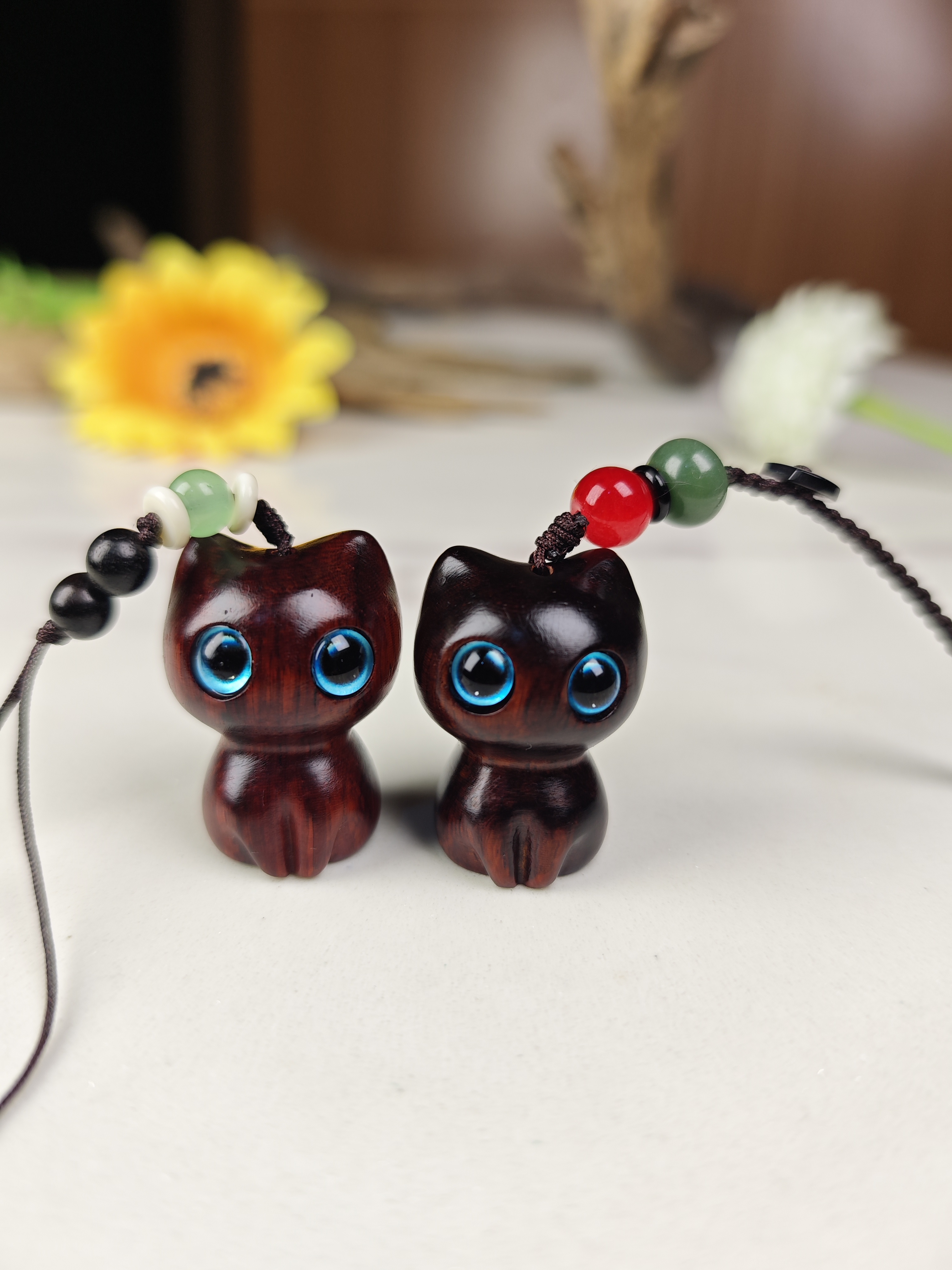 新款紫檀木优雅猫手机挂件抱抱挂件钥匙挂件
