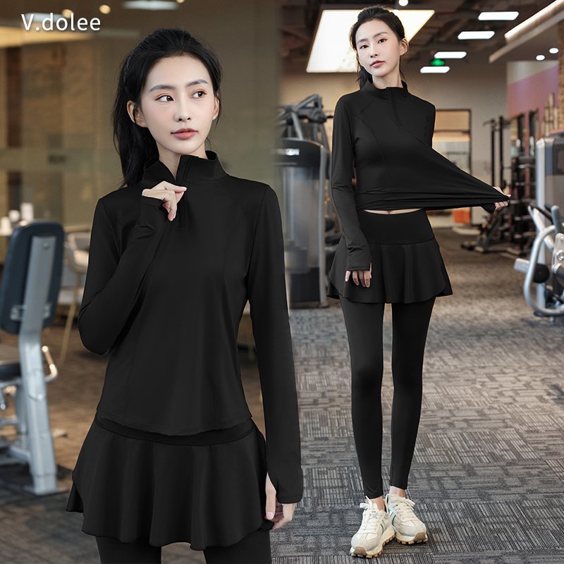 【保暖加绒】瑜伽服套装女士户外健身跑步宽松运动训练晨跑服1233