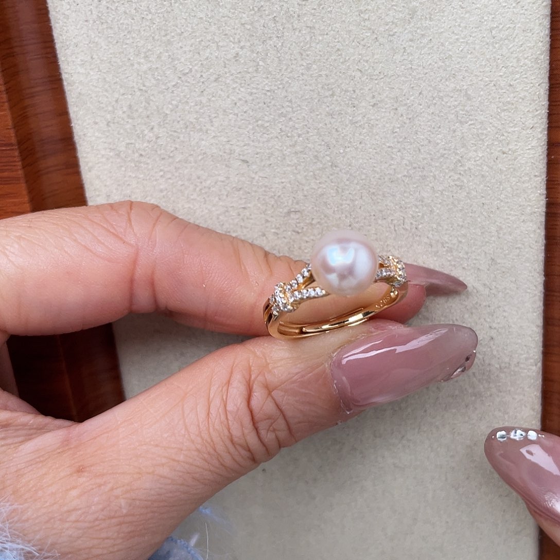 银S925镶嵌戒指海水珍珠