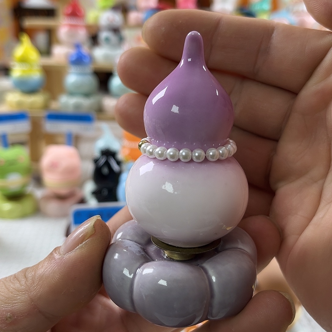 陶景德镇陶瓷底座转转渐变紫粉