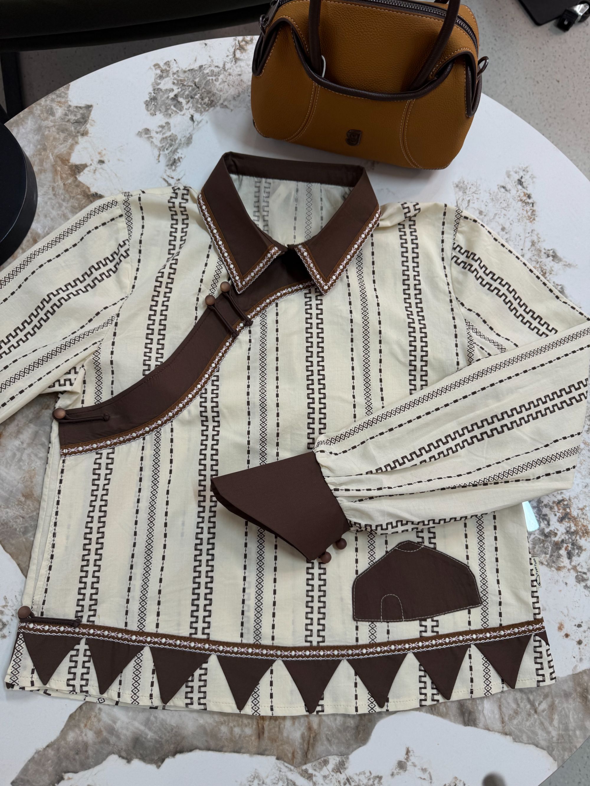 T y a n T y a n 春款民族风条纹薄款衬衫