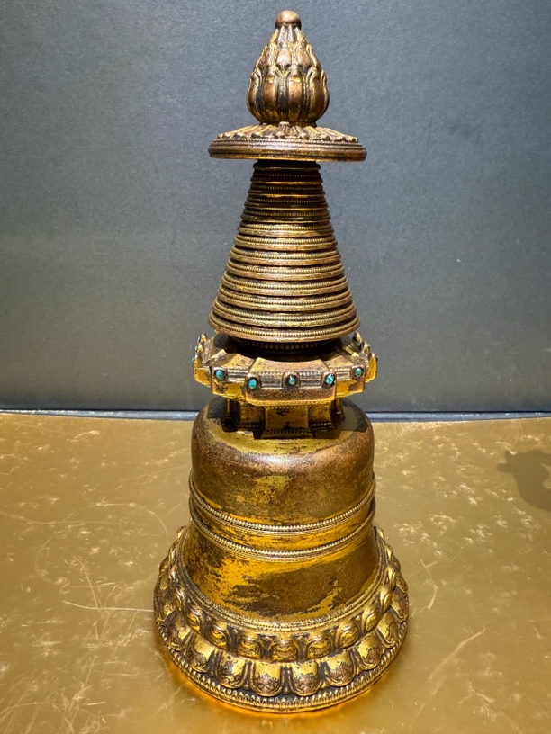 精美鎏金镶嵌松石嘎当塔