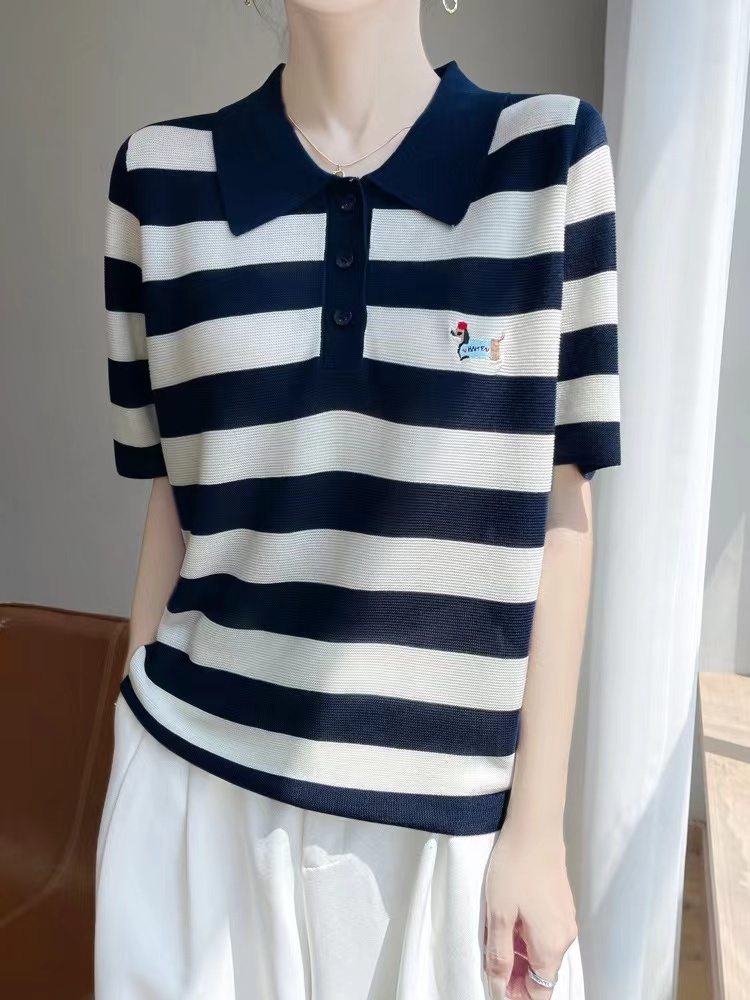 刺绣条纹短袖   夏天必备  540