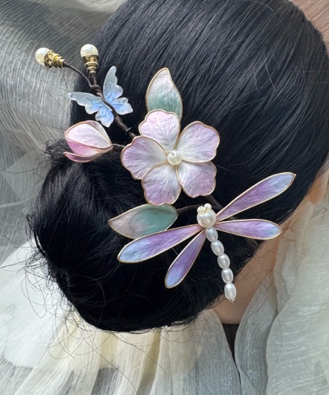 麦光光古风发饰绒花发簪 手工制作默认微瑕