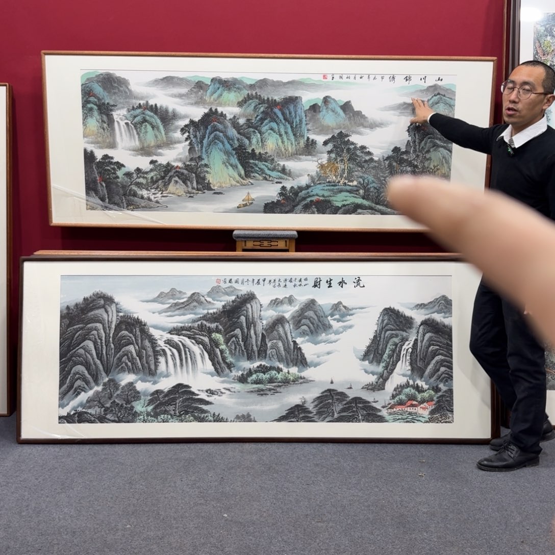 国画带框绘画210/80尺寸