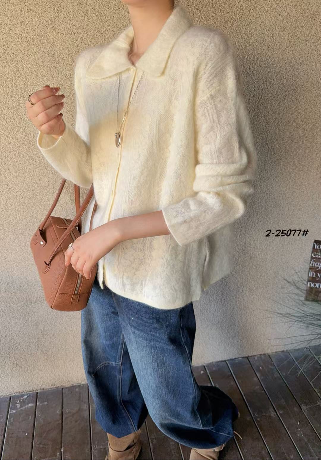 秋冬【100%山羊绒拉绒】乖乖领纽扣开衫针织衫JJ-105